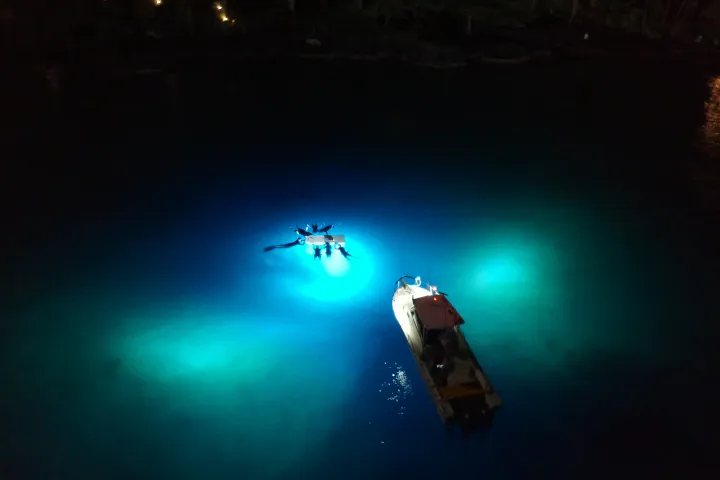 different angle, snorkelers on a Manta Ray tour